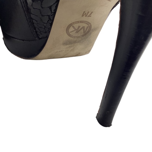 Michael Michael Kors Black Leather & Python York Ankle Boots Size 7 Booties - Picture 11 of 11